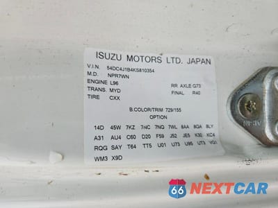 Zdjęcie 10 z 10 samochodu: 2019 ISUZU NPR HD VIN:54DC4J1B4KS810354 - miniatura
