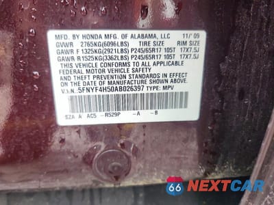 Zdjęcie 13 z 13 samochodu: 2010 HONDA PILOT EXL VIN:5FNYF4H50AB026397 - miniatura