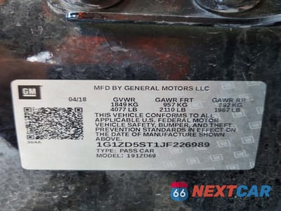 Zdjęcie 12 z 12 samochodu: 2018 CHEVROLET MALIBU LT VIN:1G1ZD5ST1JF226989 - miniatura