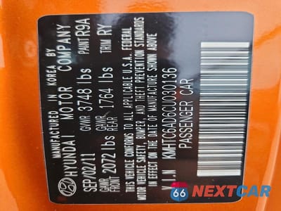 Zdjęcie 13 z 13 samochodu: 2012 HYUNDAI VELOSTER BASE VIN:KMHTC6AD6CU030136 - miniatura