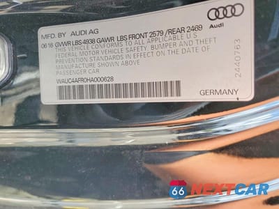 Zdjęcie 12 z 12 samochodu: 2017 AUDI S5 VIN:WAUC4AFR0HA000628 - miniatura