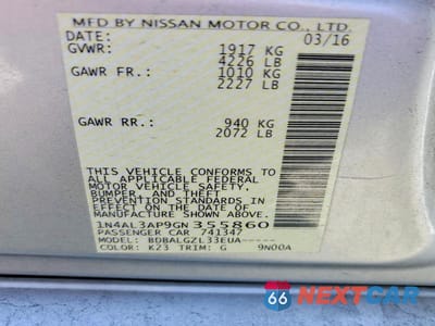 Zdjęcie 13 z 13 samochodu: 2016 NISSAN ALTIMA 2.5 S VIN:1N4AL3AP9GN355860 - miniatura
