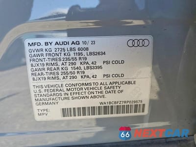 Zdjęcie 13 z 13 samochodu: 2024 AUDI Q4 E-TRON PREMIUM PLUS VIN:WA1BCBFZ7RP029575 - miniatura