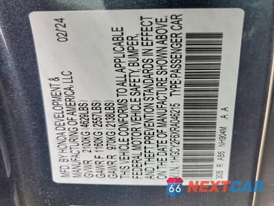 Zdjęcie 12 z 12 samochodu: 2024 HONDA ACCORD HYBRID EXL VIN:1HGCY2F6XRA046215 - miniatura