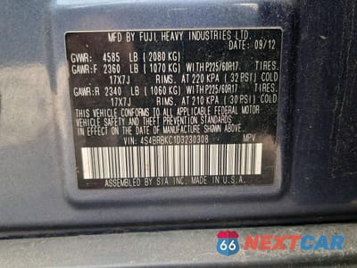 Zdjęcie 11 z 11 samochodu: 2013 SUBARU OUTBACK 2.5I LIMITED VIN:4S4BRBKC1D3230308 - miniatura