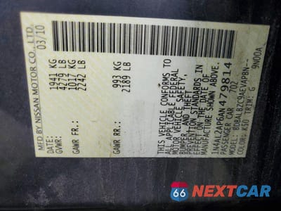 Zdjęcie 12 z 12 samochodu: 2010 NISSAN ALTIMA 2.5 VIN:1N4AL2AP6AN479814 - miniatura