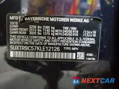 Zdjęcie 14 z 14 samochodu: 2019 BMW X3 XDRIVE30I VIN:5UXTR9C57KLE12126 - miniatura