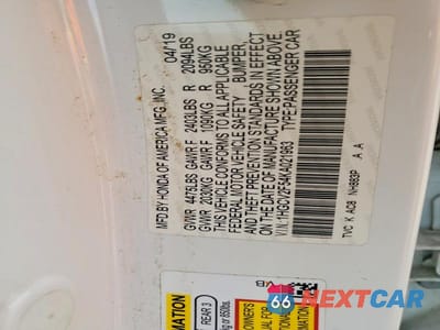 Zdjęcie 12 z 12 samochodu: 2019 HONDA ACCORD EXL VIN:1HGCV2F54KA021963 - miniatura