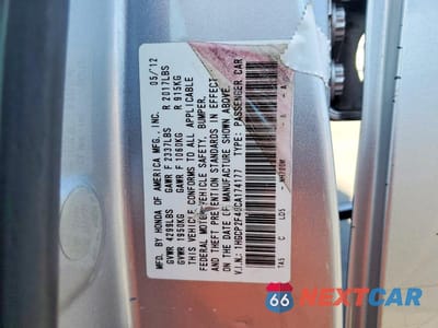 Zdjęcie 13 z 13 samochodu: 2012 HONDA ACCORD LXP VIN:1HGCP2F49CA174177 - miniatura