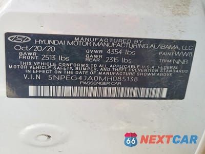 Zdjęcie 12 z 12 samochodu: 2021 HYUNDAI SONATA SE VIN:5NPEG4JA0MH085138 - miniatura