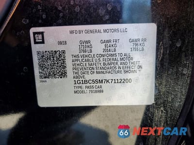 Zdjęcie 12 z 12 samochodu: 2019 CHEVROLET CRUZE LS VIN:1G1BC5SM7K7112200 - miniatura