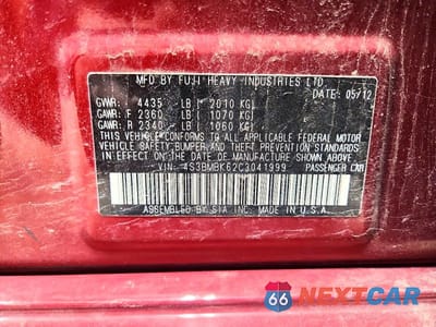 Zdjęcie 12 z 12 samochodu: 2012 SUBARU LEGACY 2.5I LIMITED VIN:4S3BMBK62C3041999 - miniatura