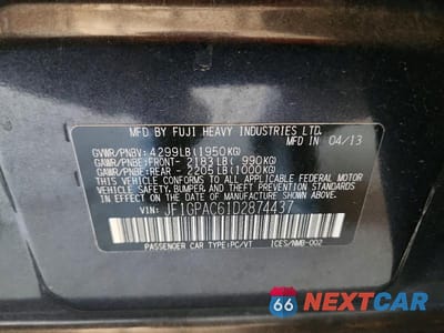 Zdjęcie 12 z 12 samochodu: 2013 SUBARU IMPREZA PREMIUM VIN:JF1GPAC61D2874437 - miniatura