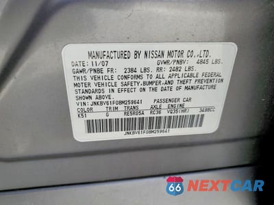 Zdjęcie 12 z 12 samochodu: 2008 INFINITI G35 X VIN:JNKBV61F08M259641 - miniatura