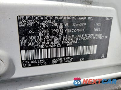 Zdjęcie 14 z 14 samochodu: 2022 TOYOTA RAV4 XLE PREMIUM VIN:2T3B6RFV4NW034329 - miniatura