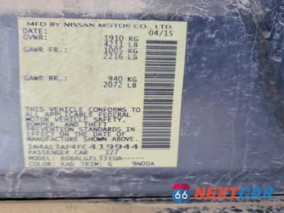 Zdjęcie 12 z 12 samochodu: 2015 NISSAN ALTIMA 2.5 S VIN:1N4AL3AP4FC419944 - miniatura
