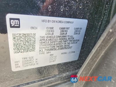 Zdjęcie 12 z 12 samochodu: 2025 CHEVROLET TRAILBLAZER LS VIN:KL79MMSL2SB092257 - miniatura
