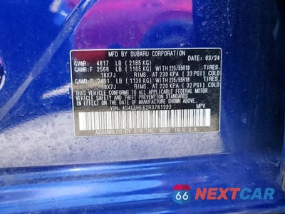 Zdjęcie 13 z 13 samochodu: 2024 SUBARU CROSSTREK SPORT VIN:4S4GUHF62R3781222 - miniatura