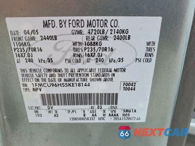 Zdjęcie 13 z 13 samochodu: 2005 FORD ESCAPE HEV VIN:1FMCU96H55KE18144 - miniatura