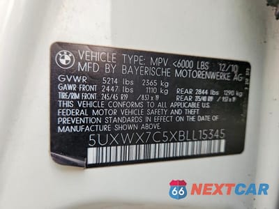 Zdjęcie 13 z 13 samochodu: 2011 BMW X3 XDRIVE35I VIN:5UXWX7C5XBLL15345 - miniatura