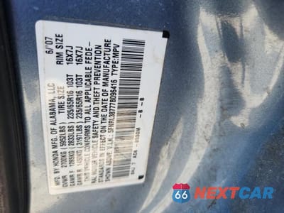 Zdjęcie 13 z 13 samochodu: 2007 HONDA ODYSSEY EXL VIN:5FNRL38777B096416 - miniatura
