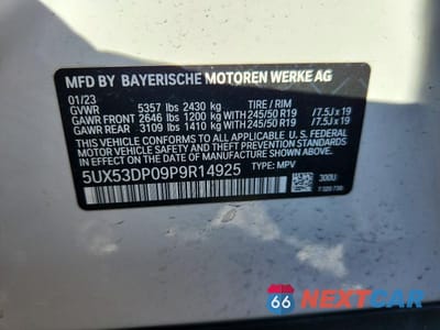 Zdjęcie 12 z 12 samochodu: 2023 BMW X3 XDRIVE30I VIN:5UX53DP09P9R14925 - miniatura