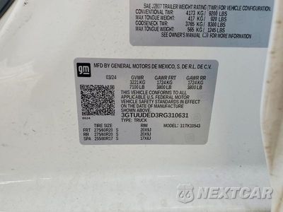 Zdjęcie 12 z 12 samochodu: 2024 GMC SIERRA K1500 SLT VIN:3GTUUDED3RG310631 - miniatura