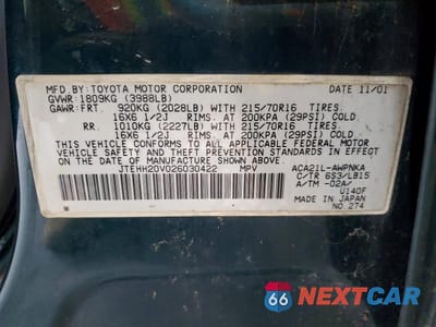 Zdjęcie 13 z 13 samochodu: 2002 TOYOTA RAV4 BASE VIN:JTEHH20V026030422 - miniatura