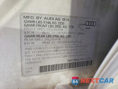 Zdjęcie 13 z 13 samochodu: 2014 AUDI A4 ALLROAD PREMIUM VIN:WA1TFAFL7EA162206 - miniatura