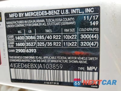 Zdjęcie 12 z 12 samochodu: 2018 MERCEDES-BENZ GLE COUPE 43 AMG VIN:4JGED6EBXJA103859 - miniatura