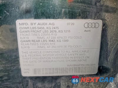 Zdjęcie 14 z 14 samochodu: 2020 AUDI Q5 PREMIUM PLUS VIN:WA1BNAFY5L2091489 - miniatura