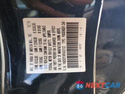 Zdjęcie 12 z 12 samochodu: 2015 HONDA ACCORD LX VIN:1HGCR2F38FA050102 - miniatura