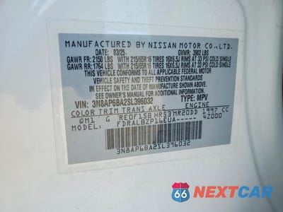 Zdjęcie 12 z 12 samochodu: 2025 NISSAN KICKS S VIN:3N8AP6BA2SL396032 - miniatura