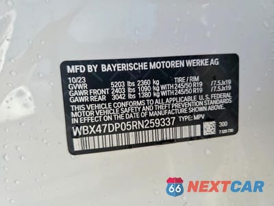 Zdjęcie 13 z 13 samochodu: 2024 BMW X3 SDRIVE30I VIN:WBX47DP05RN259337 - miniatura