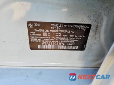 Zdjęcie 12 z 12 samochodu: 2015 BMW 320 I VIN:WBA3B1G51FNT03649 - miniatura