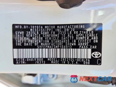 Zdjęcie 12 z 12 samochodu: 2021 TOYOTA COROLLA LE VIN:5YFEPMAE5MP168912 - miniatura