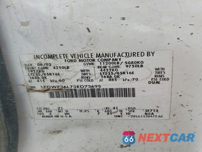 Zdjęcie 12 z 12 samochodu: 2003 FORD F350 SUPER DUTY VIN:1FDWF36L73ED73695 - miniatura
