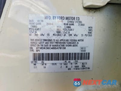 Zdjęcie 13 z 13 samochodu: 2008 FORD EDGE SE VIN:2FMDK36C48BA78138 - miniatura