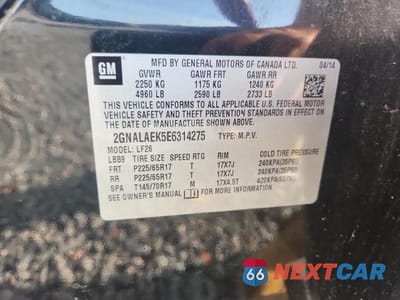 Zdjęcie 14 z 14 samochodu: 2014 CHEVROLET EQUINOX LS VIN:2GNALAEK5E6314275 - miniatura
