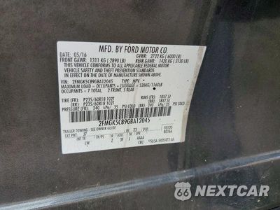 Zdjęcie 13 z 13 samochodu: 2016 FORD FLEX SEL VIN:2FMGK5C89GBA12045 - miniatura