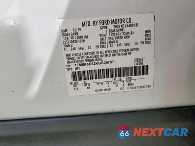 Zdjęcie 13 z 13 samochodu: 2019 FORD EXPLORER XLT VIN:1FM5K8D82KGB00797 - miniatura