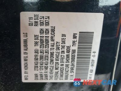 Zdjęcie 13 z 13 samochodu: 2019 HONDA ODYSSEY EXL VIN:5FNRL6H78KB087668 - miniatura