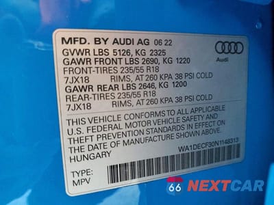 Zdjęcie 14 z 14 samochodu: 2022 AUDI Q3 PREMIUM S LINE 45 VIN:WA1DECF30N1148313 - miniatura