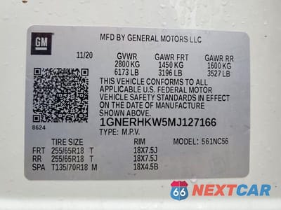 Zdjęcie 14 z 14 samochodu: 2021 CHEVROLET TRAVERSE LT VIN:1GNERHKW5MJ127166 - miniatura