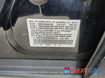 Zdjęcie 13 z 13 samochodu: 2008 HONDA PILOT SE VIN:5FNYF28328B006374 - miniatura