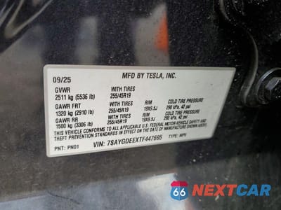 Zdjęcie 12 z 12 samochodu: 2026 TESLA MODEL Y VIN:7SAYGDEEXTF447695 - miniatura