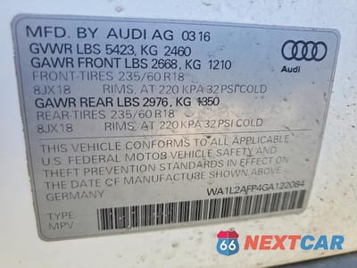 Zdjęcie 13 z 13 samochodu: 2016 AUDI Q5 PREMIUM PLUS VIN:WA1L2AFP4GA122084 - miniatura