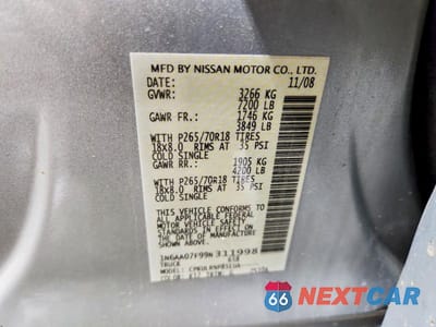 Zdjęcie 12 z 12 samochodu: 2009 NISSAN TITAN XE VIN:1N6AA07F99N311998 - miniatura