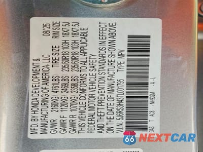 Zdjęcie 14 z 14 samochodu: 2026 HONDA CR-V EX VIN:5J6RS3H43TL001795 - miniatura