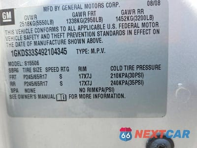 Zdjęcie 13 z 13 samochodu: 2009 GMC ENVOY SLE VIN:1GKDS33S492104345 - miniatura